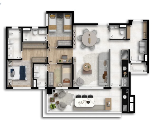 Planta - Apartamento à venda em Osasco, Vila Campesina, com 3 quartos, 117,46m² - Robert Imóveis - Corretor Roberto