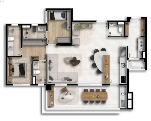 Planta - Apartamento à venda em Osasco, Vila Campesina, com 3 quartos, 117,46m² - Robert Imóveis - Corretor Roberto