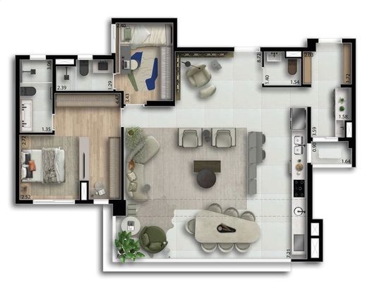 Planta - Apartamento à venda em Osasco, Vila Campesina, com 3 quartos, 117,46m² - Robert Imóveis - Corretor Roberto